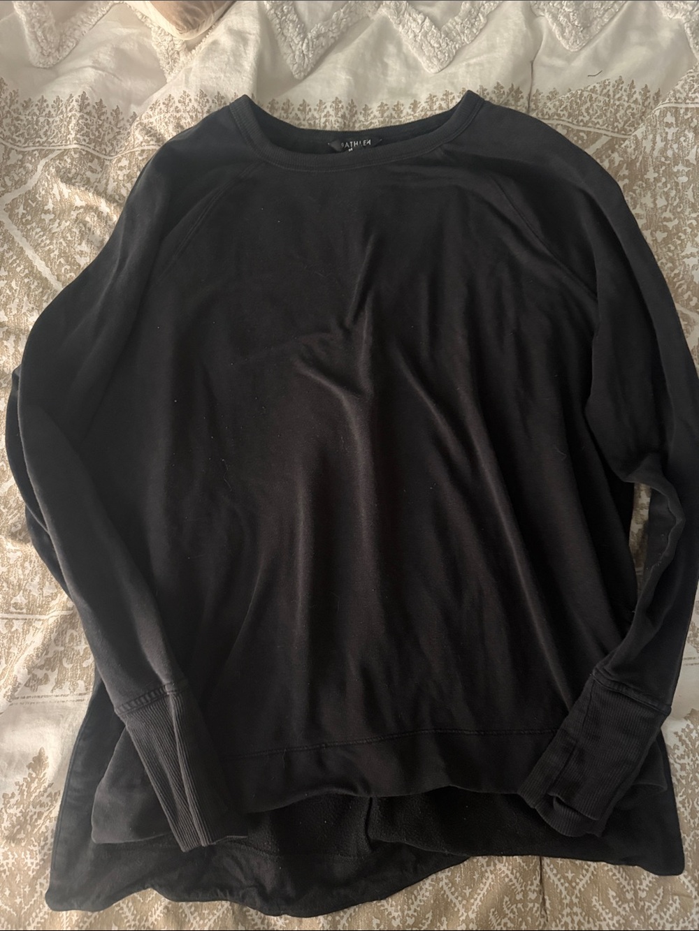 Athleta Black Long-Sleeve Crew Sweatshirt